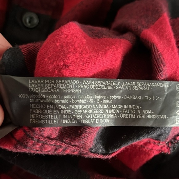 ZARA MAN Red Black Plaid Raw Hem High/Low Men’s Button Front Shirt - Picture 4 of 5